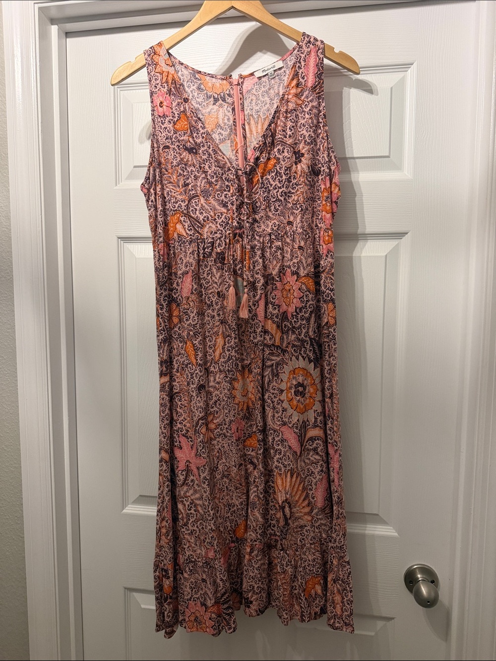 Madewell Pink and Orange Paisley Floral Maxi Dress
